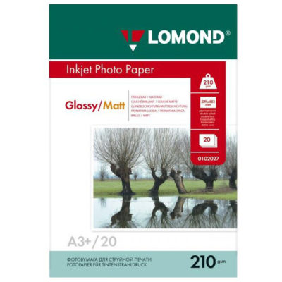Фотобумага Lomond A3+ двухсторонняя глянцевая+матовая, 210г/м2, 20л., артикул 0102027