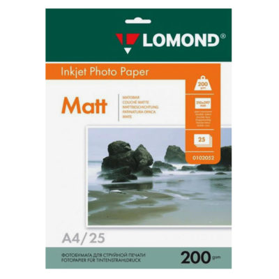 Фотобумага Lomond двухсторонняя матовая A4, 200г/м2, 25л (0102052)