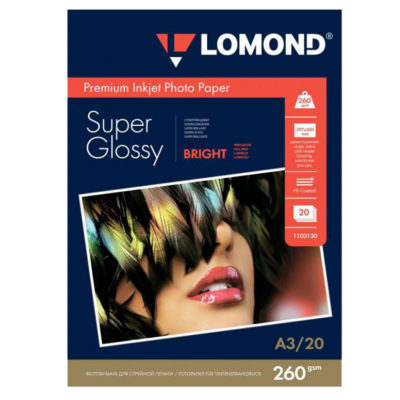 Фотобумага Lomond суперглянцевая А3, 260г/м2, 20л (1103130)
