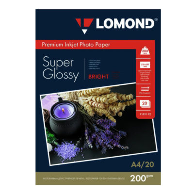 Фотобумага Lomond суперглянцевая А4, 200г/м2, 20л (1101112)