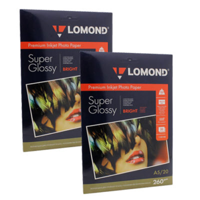 Фотобумага Lomond суперглянцевая А5, 260г/м2, 20л (1103104)