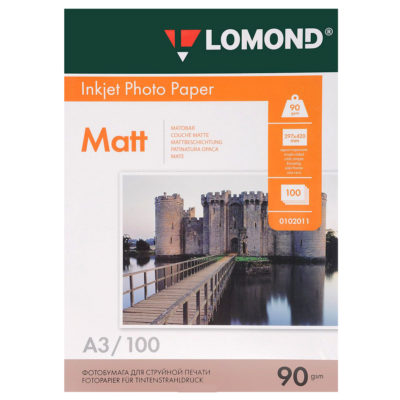 Фотобумага Lomond матовая A3, 90г/м2, 100л (0102011)