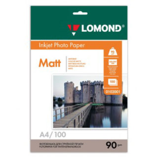 Фотобумага Lomond матовая A4, 90г/м2, 100л (0102001)