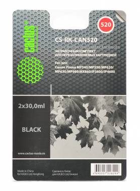Заправочный комплект для ПЗК Cactus CS-RK-CAN520 черный 4x30мл для Canon Pixma MP540/MP550/MP620/MP630/MP640