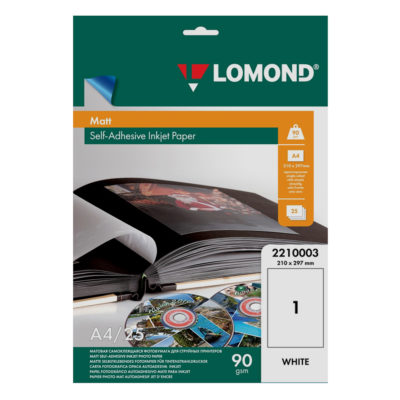 Самоклеящаяся бумага Lomond матовая A4, 90г/м2, 25л (2210003)