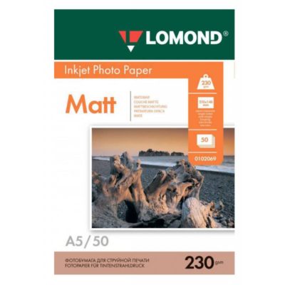 Фотобумага Lomond односторонняя матовая А5, 230г/м2, 50л (0102069)