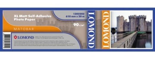 LOMOND XL матовая самоклеющаяся фотобумага, ролик 914мм50,8 мм, 90гм2, 20 м (1202202)