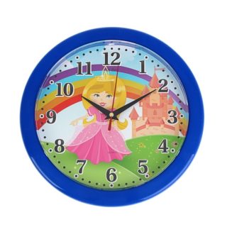 Часы настенные круглые детские "Девочка и радуга", синее кольцо (1310816)