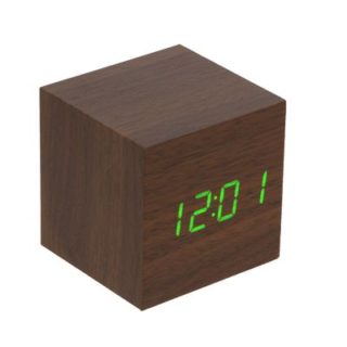 Часы-будильник настольные электронные, куб, цвет венге, цифры зелёные, от USB, 6,5 х 6,5 х 6,5 см (2307076)