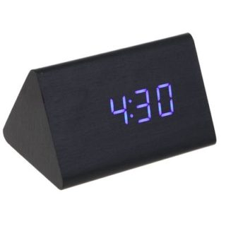 Часы-будильник настольный электронный, конус, тёмное дерево, цифры синие, от USB, 12 х 8 х 8 см (2307080)