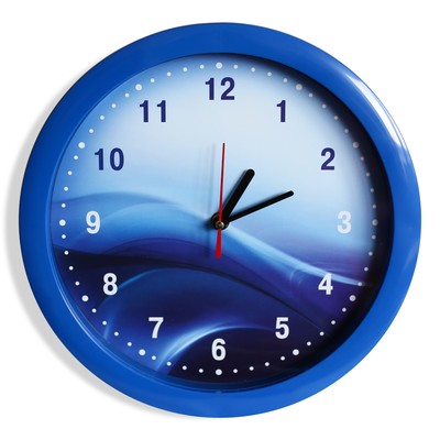 Настенные часы пластик "Волны", синий обод (2436384)