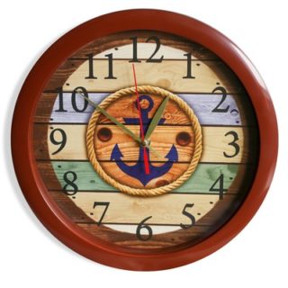Настенные часы пластик "Якорь", коричневый обод (2436391)