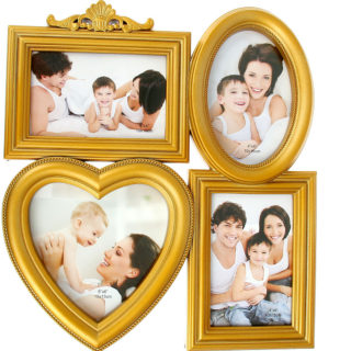 Фотоколлаж "Семейный", на 4 фото 10x15 см, золотистый