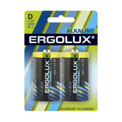 Элемент питания Ergolux LR20 BL2 (шт), 70141