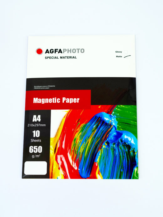 Фотобумага AGFA магнитная, матовая А4, 650 г/м2, 10л. (2.08.21)